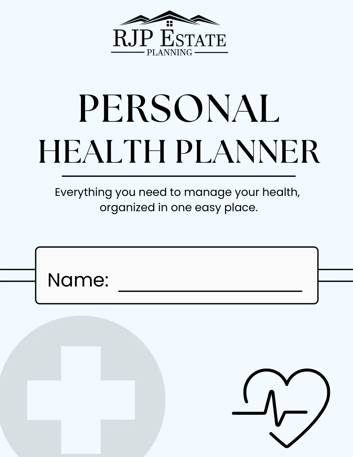 Cover of the RJP Personal Health Planner, a free printable PDF workbook